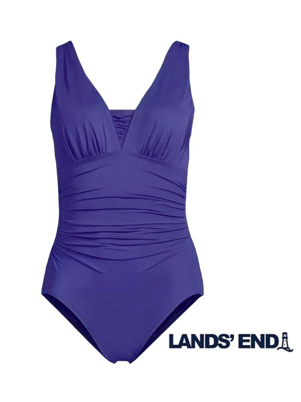 Lands' End Purple Grecian SlenderSuit One Piece Swimsuit, 12P DDD cup